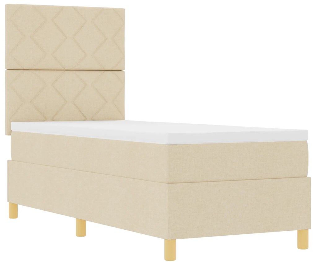 vidaXL Κρεβάτι με ελατήρια με στρώμα Κρεμ 80 x 200 cm ύφασμα