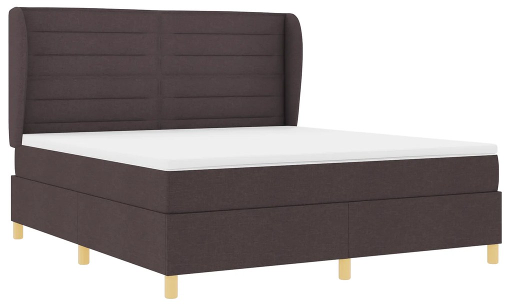 vidaXL Κρεβάτι Box Spring με Στρώμα Σκούρο Καφέ 180x200 εκ. Ύφασμα