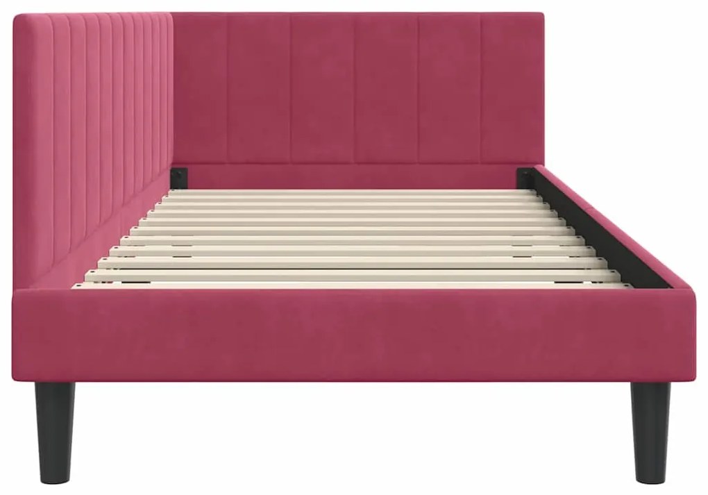 vidaXL Κρεβάτι Γωνίας με κεφαλάρι Μπορντό 100 x 200 cm Βελούδο