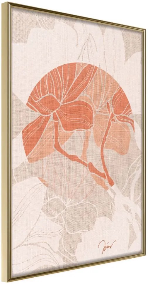 Αφίσα - Flowers on Fabric - 20x30 - Χρυσό - Χωρίς πασπαρτού