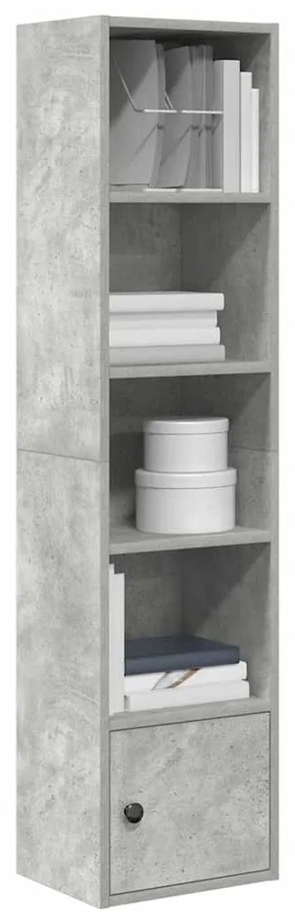 Βιβλιοθήκη Γκρι Σκυροδέματος 31x24x127 εκ. Επεξεργ. Ξύλο