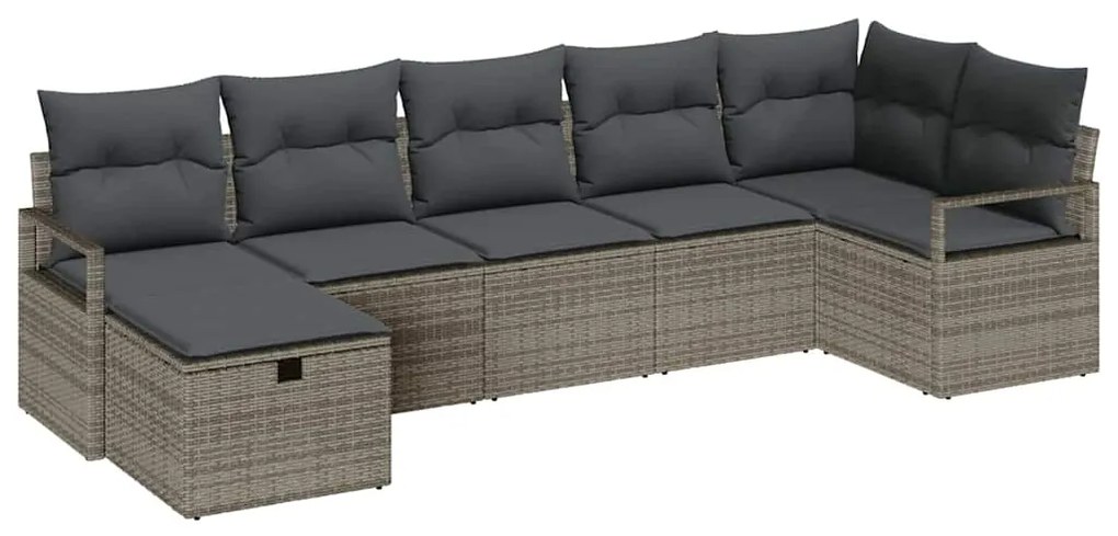 vidaXL Σετ Καναπέ Κήπου 7 pcs Γκρι 287 x 122 x 85 εκ Πολυ ράταν
