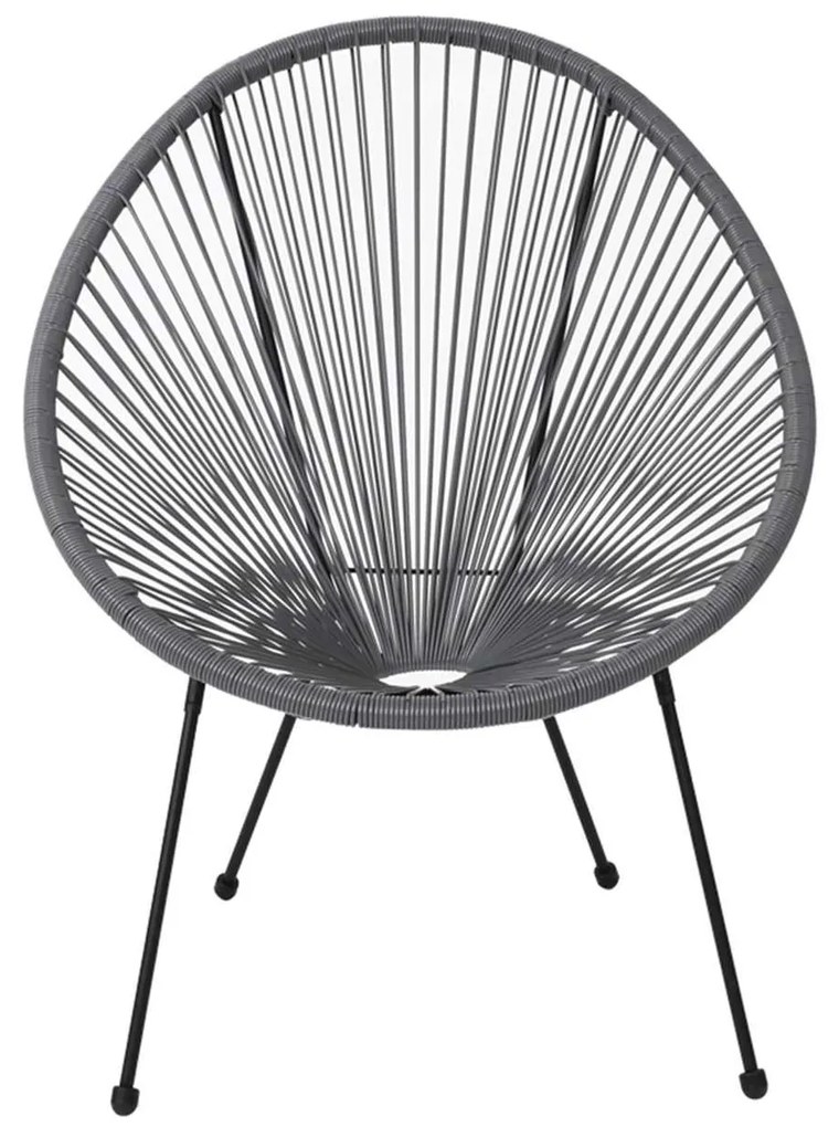 Πολυθρόνα Μεταλική Μαύρη, ACAPULCO Plastic Rattan Γκρι 73x76x89cm