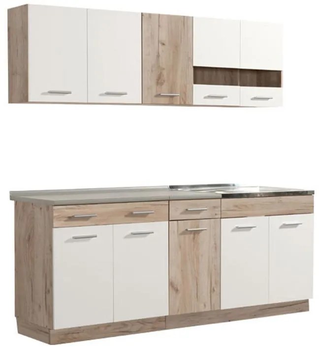 Έτοιμη Σύνθεση Κουζίνα Dalila 200 Γκρί Δρύς - Λευκό 200x51,5x206,5 εκ. 200x51.5x206.5 εκ.
