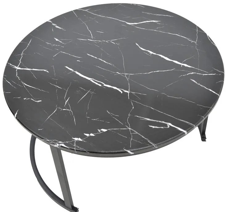 Τραπεζάκι σαλονιού Revelon σετ 2τεμ MDF σε όψη Μαύρου Μάρμαρου 80x80x45εκ. 80x80x45 εκ.