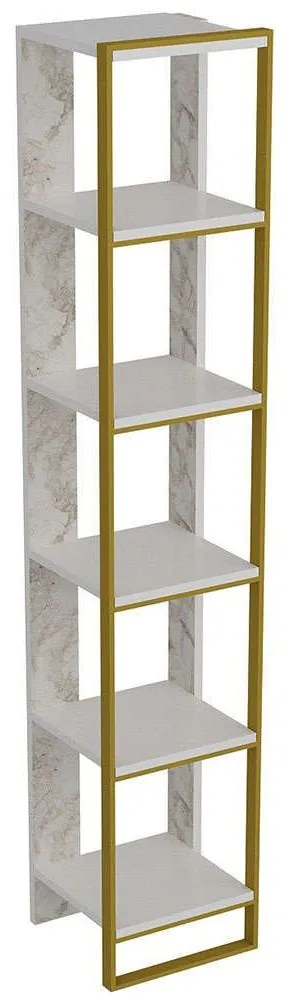 Ραφιέρα Δαπέδου Polka 875ZNA3651 32,2x31,3x178,5cm Marble Effect White-Gold