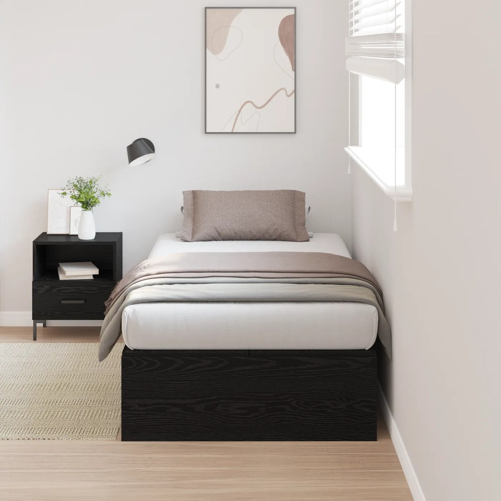 vidaXL Κρεβάτι Αποθήκευσης Μαύρη Δρυς 75x190 cm. Επεξεργασμένο ξύλο που προσφέρει αντοχή και στυλ.