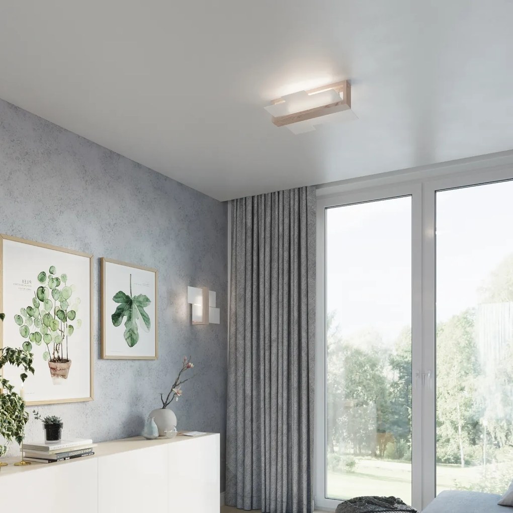 Sollux Φωτιστικό οροφής Feniks 2,ξύλο, γυαλί,2xE27/60w
