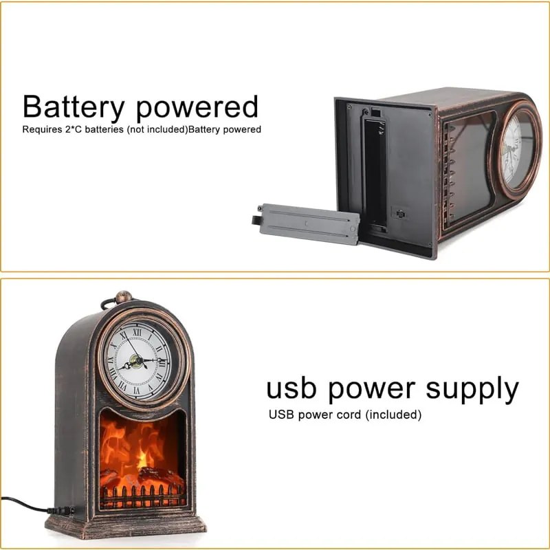 Διακοσμητικό Φωτιστικό Τζάκι με Ρολόι - Led Fireplace Lantern SP-14