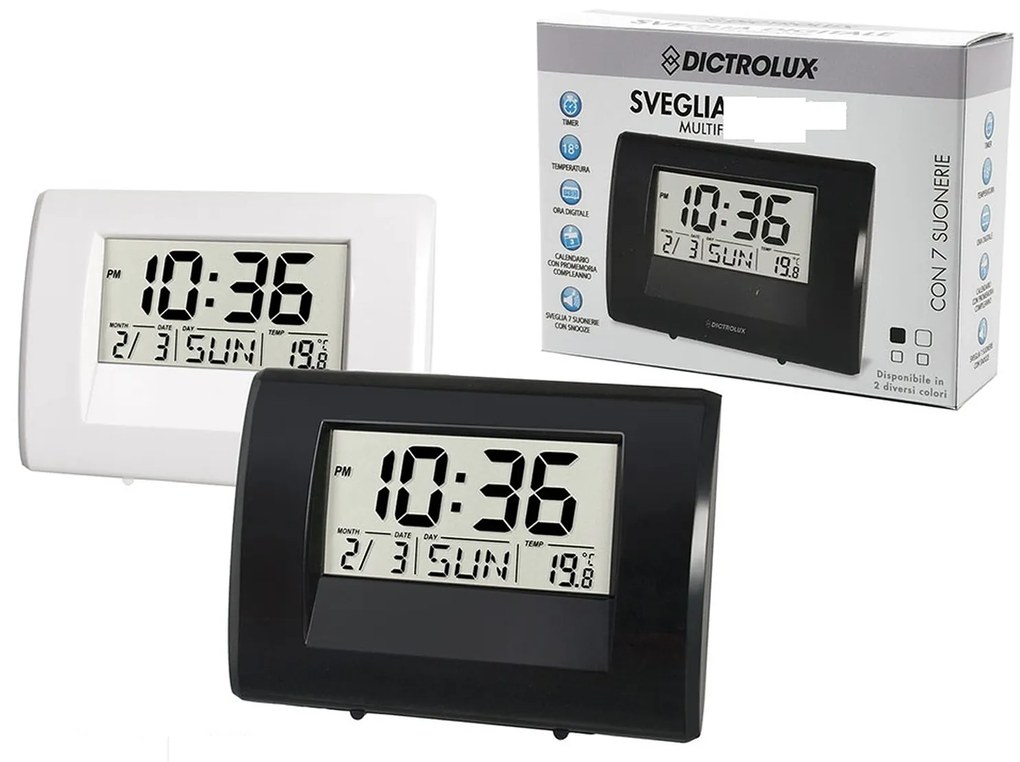 Ρολόι Ξυπνητήρι Ψηφιακό Λευκό/Μαύρο Πλαστικό 11x8cm Σε 2 Χρώματα