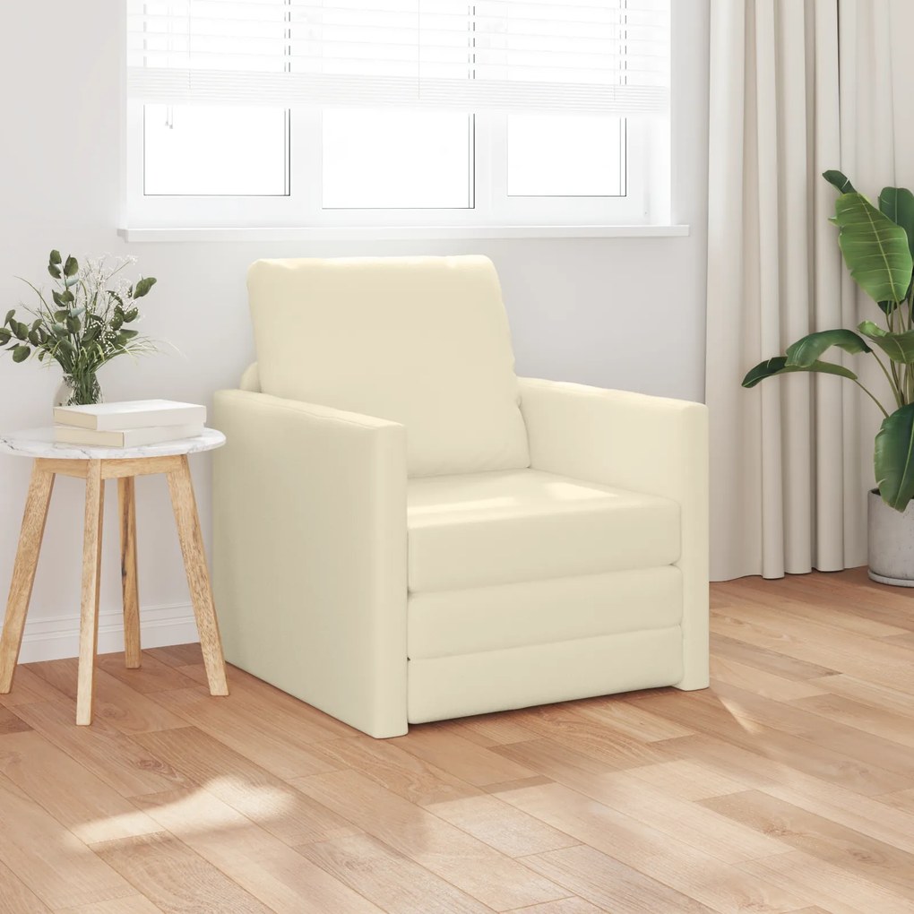vidaXL Πολυθρόνα Δαπέδου 2 σε 1 Κρεμ 74x77x81 εκ. Τεχνητό Δέρμα
