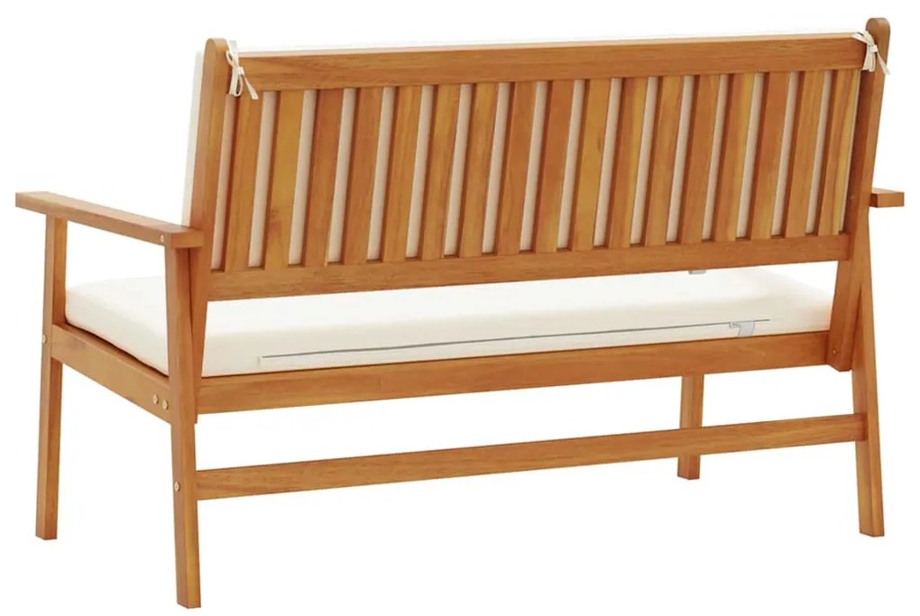 vidaXL Παγκάκι κήπου με μαξιλάρι Κρέμες λευκό Στερεό Ξύλο Ακακίας