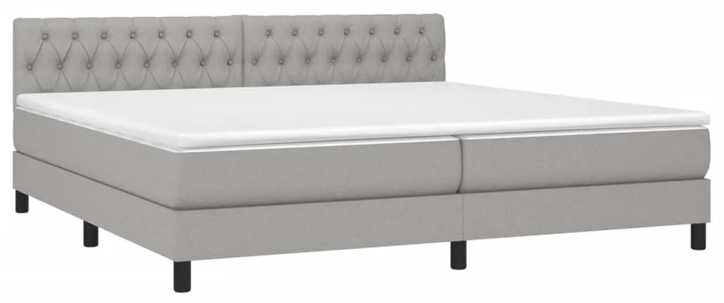 vidaXL Κρεβάτι Boxspring με Στρώμα &amp; LED Αν.Γκρι 200x200εκ. Υφασμάτινο