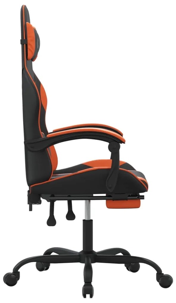 vidaXL Καρέκλα Gaming Μασάζ Υποπόδιο Μαύρο/Πορτοκαλί Συνθετικό Δέρμα