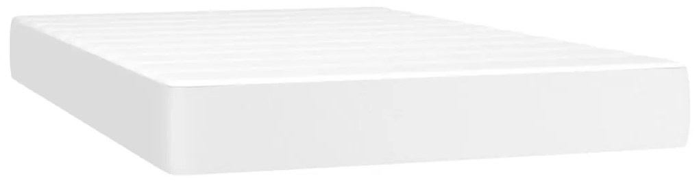 vidaXL Κρεβάτι Boxspring με Στρώμα & LED Λευκό 120x200 εκ. Συνθ. Δέρμα