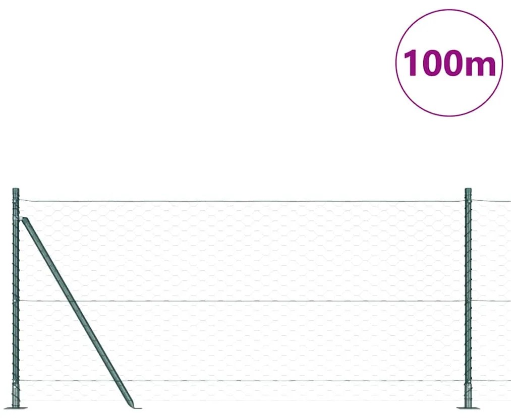 vidaXL Φράχτης με Στήλες. Πράσινο 1 x 100 m Ατσάλι με επικάλυψη PVC