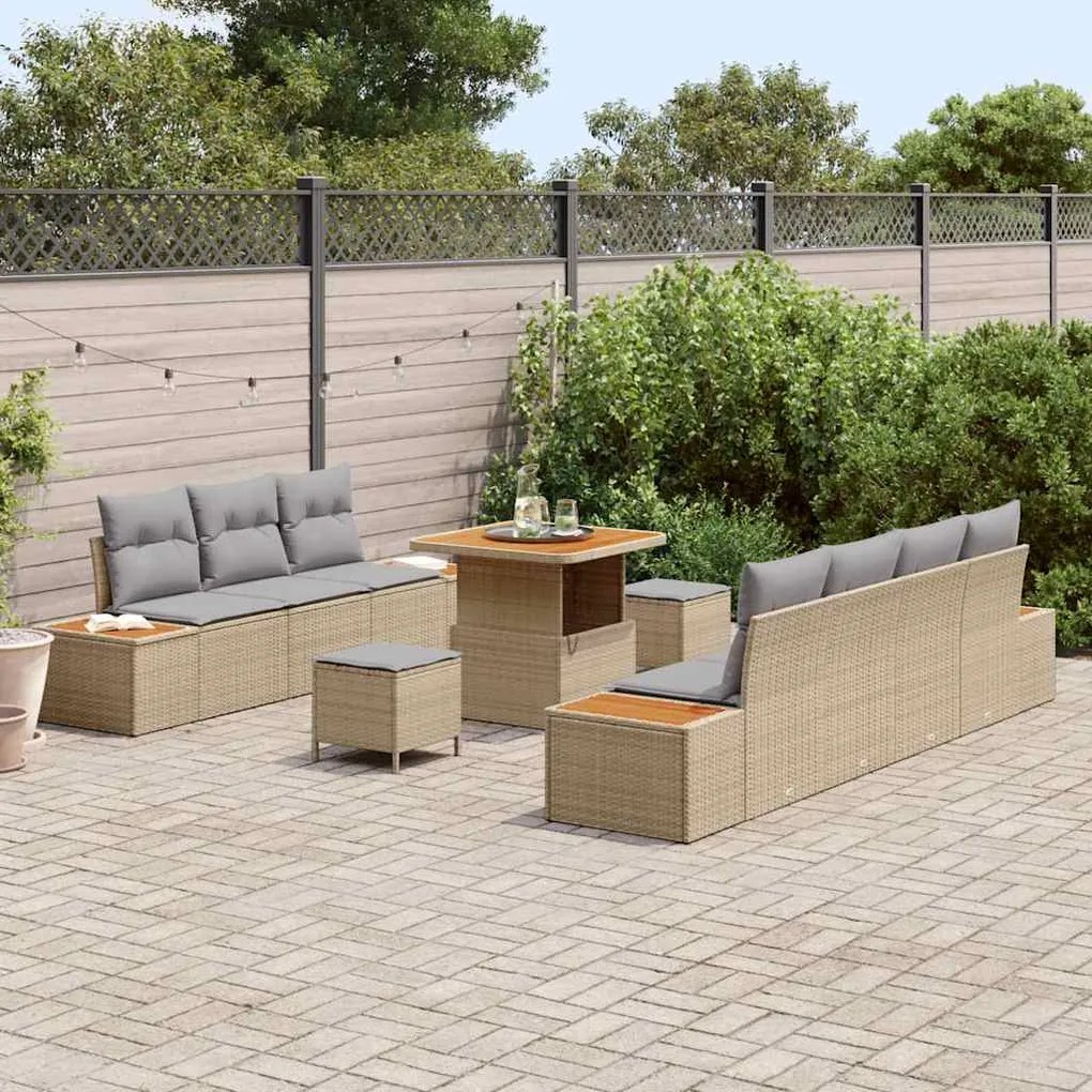 vidaXL Σετ Καναπέ Κήπου 10 pcs Μπέζ και Ανοιχτό Γκρι 80 x 80 x 71 cm