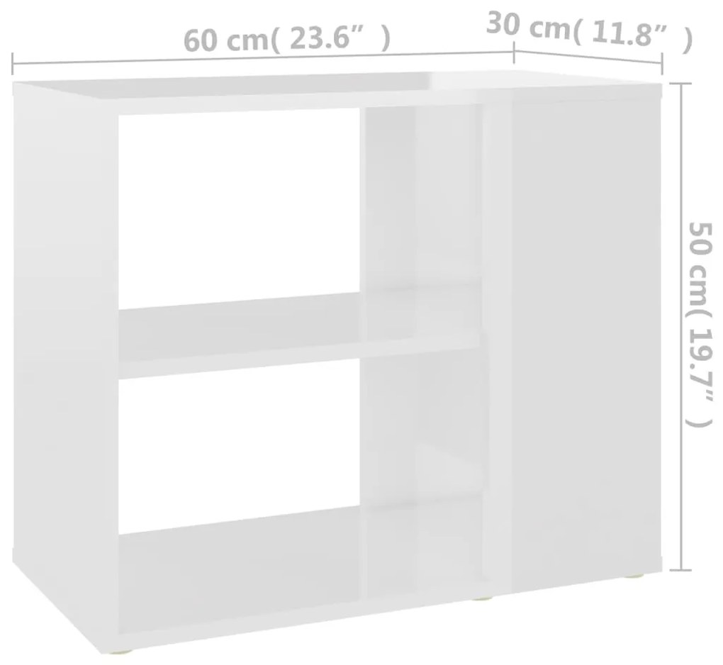 Βοηθητικό Ντουλάπι Γυαλ. Λευκό 60 x 30 x 50 εκ. από Επεξ. Ξύλο - Λευκό