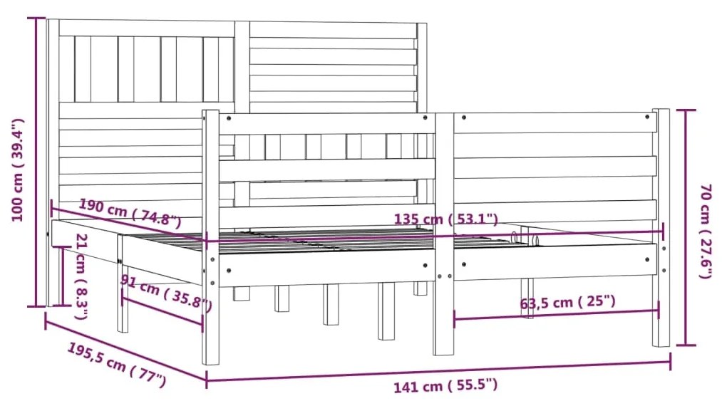 ΠΛΑΙΣΙΟ ΚΡΕΒΑΤΙΟΥ ΛΕΥΚΟ 135X190 ΕΚ. ΑΠΟ ΞΥΛΟ ΠΕΥΚΟΥ 4FT6 DOUBLE 3101064