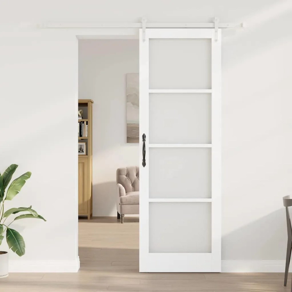 vidaXL Ολισθητή Πόρτα Χειροκίνητος Λευκό 78 x 232 cm Ξύλο και μέταλλο