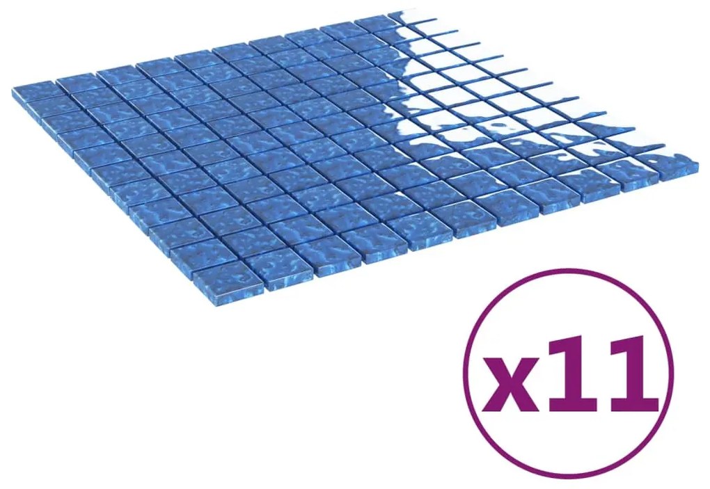vidaXL Μωσαϊκά Πλακάκια 11 τεμ. Μπλε 30 x 30 εκ. Γυάλινα