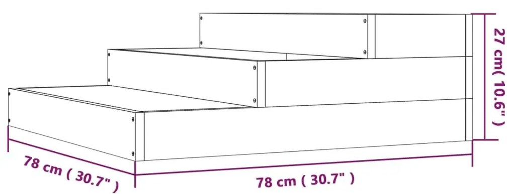 Ζαρντινιέρα Μαύρο 78 x 78 x 27 εκ. από Μασίφ Ξύλο Πεύκου - Μαύρο