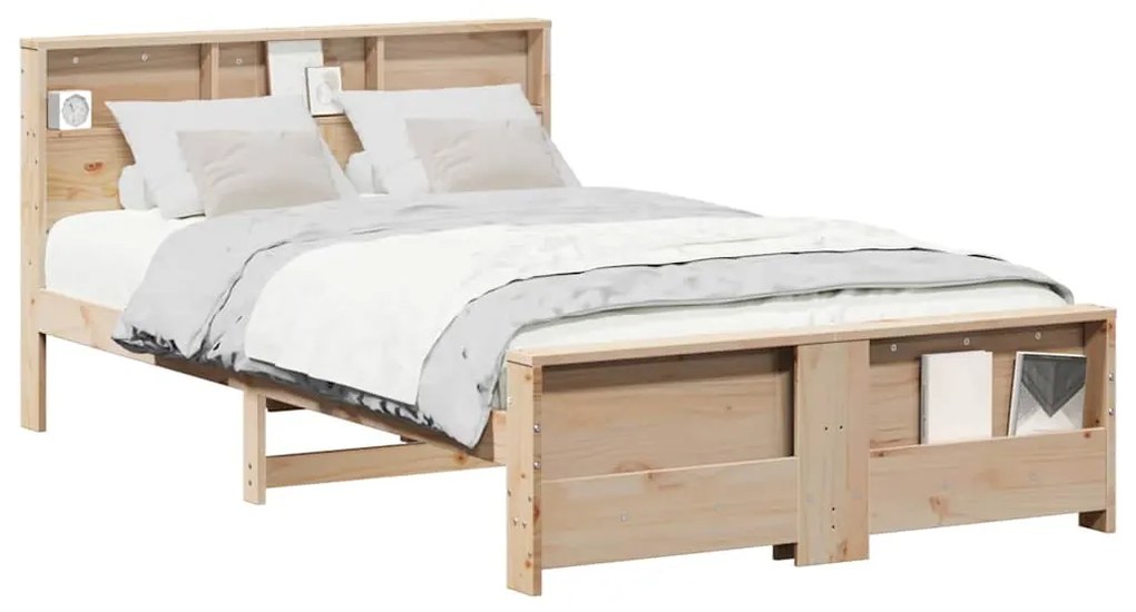 vidaXL Σκελετός Κρεβατιού Καφέ 140 x 190 cm Μασίφ ξύλο πεύκου