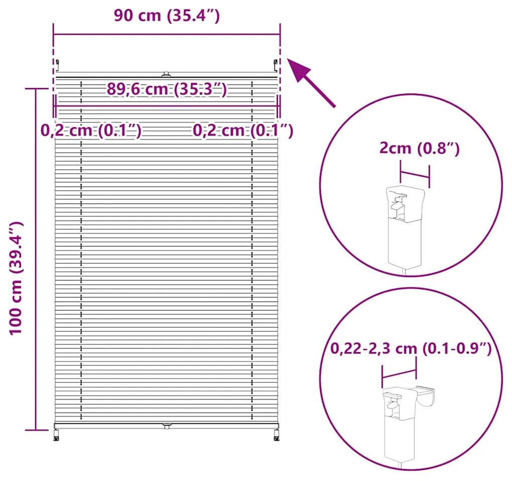 Πλισέ στόρι σκίασης 90x100cm Λευκό 240605