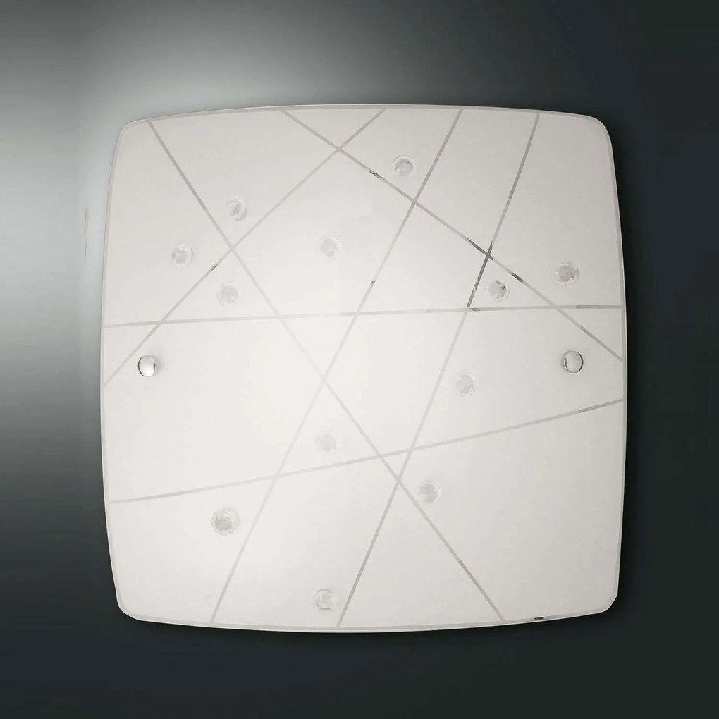 Φωτιστικό Οροφής - Τοίχου Domino 3144-65-102 White Fabas Luce Metal, Glass