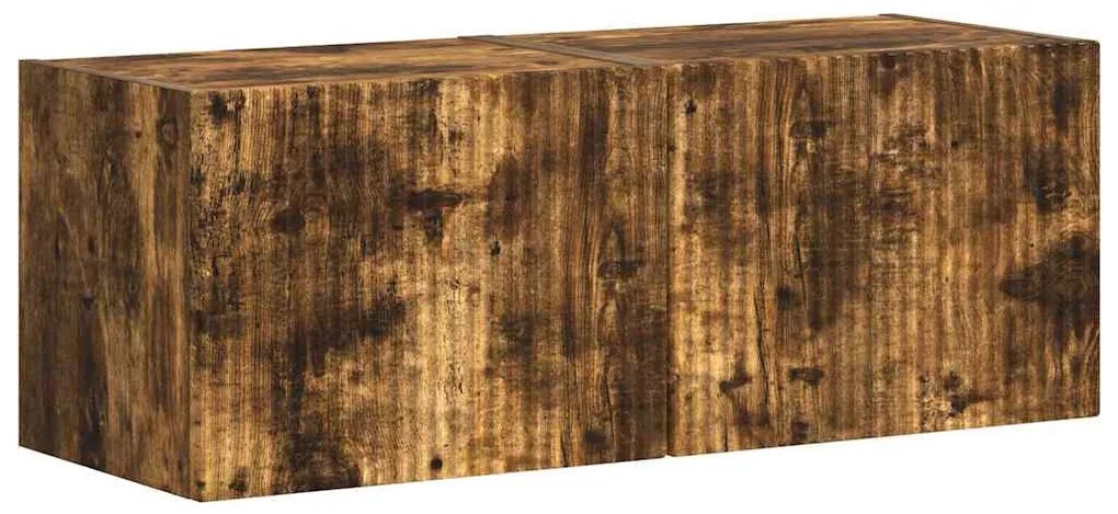 vidaXL Ντουλάπι Τηλεόρασης Τοίχου Επιτοίχιο 2 pcs Καπνιστό Δρύς