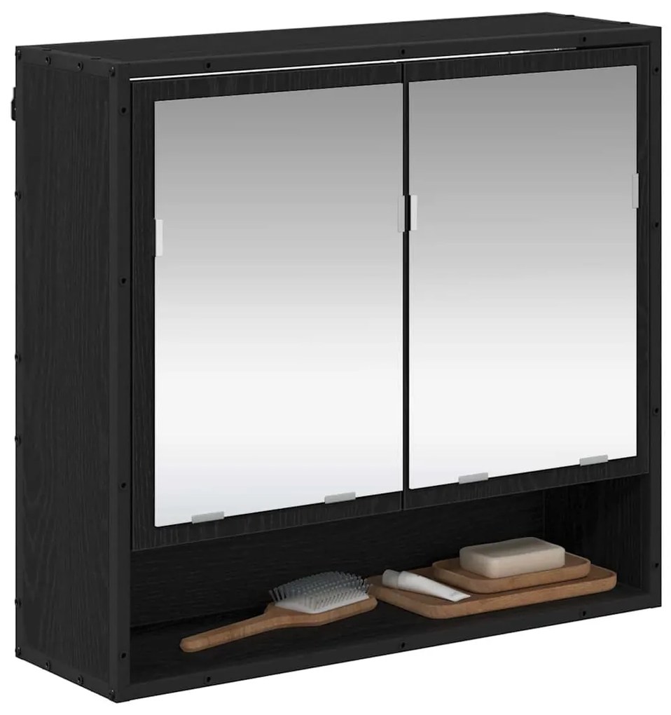 vidaXL Ράφι Τοίχου με ράφι Επιτοίχιο Μαύρη Οξυά 65 x 20 x 60 εκ