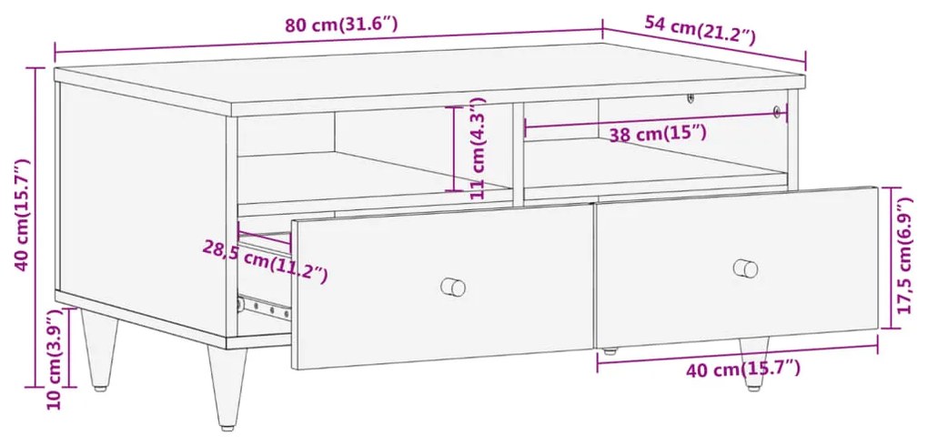 ΤΡΑΠΕΖΑΚΙ ΣΑΛΟΝΙΟΥ 80 X 54 X 40 ΕΚ. ΑΠΟ ΜΑΣΙΦ ΞΥΛΟ ΜΑΝΓΚΟ 358261