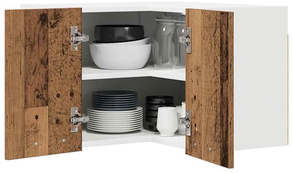 vidaXL Κρεμαστό ντουλάπι Riga Παλαιό Ξύλο και Λευκό 57 x 57 x 40 εκ.