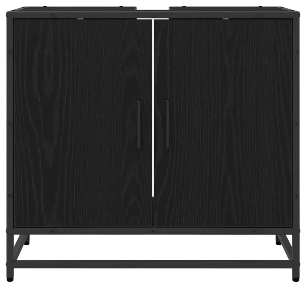 vidaXL Ντουλάπα Νιπτήρα Mπάνιου με πόρτα Μαύρη Οξυά 65 x 33 x 60 εκ