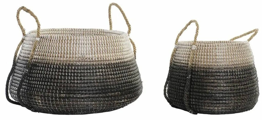 Σετ Καλαθιών DKD Home Decor Φυσικό Γκρι Θαλασσινό γρασίδι (52 x 52 x 44 cm) (2 pcs)