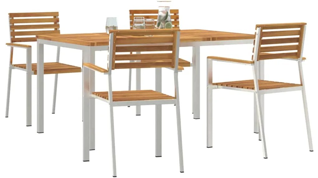 vidaXL ΣετΤραπεζαρίαςΚήπου 5 pcs Καφέ Στερεό Ακακία