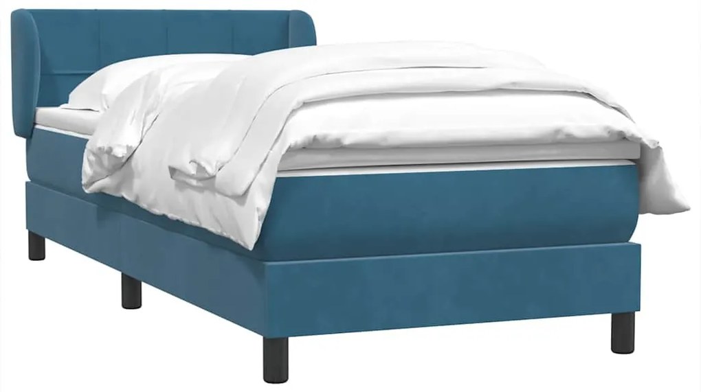 vidaXL Κρεβάτι Boxspring με Στρώμα Σκούρο Μπλε 90x220 εκ. Βελούδινο