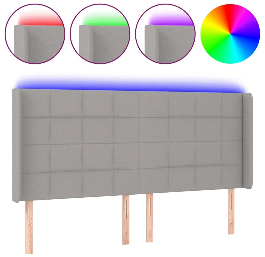 vidaXL Κεφαλάρι Κρεβατιού LED Ανοιχτό Γκρι 163x16x118/128 εκ.