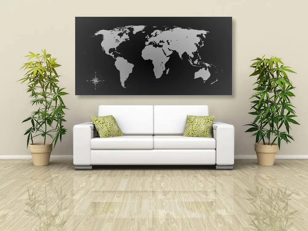 Εικόνα στον παγκόσμιο χάρτη από φελλό σε αποχρώσεις του γκρι - 100x50  wooden