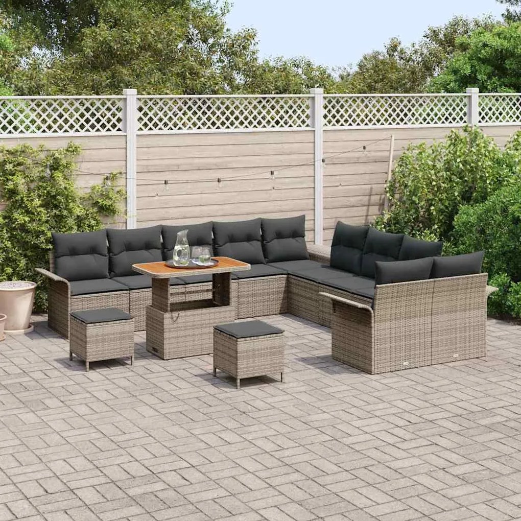 vidaXL Σετ Καναπέ Κήπου 13 pcs Γκρι συνθετικό ρατάν