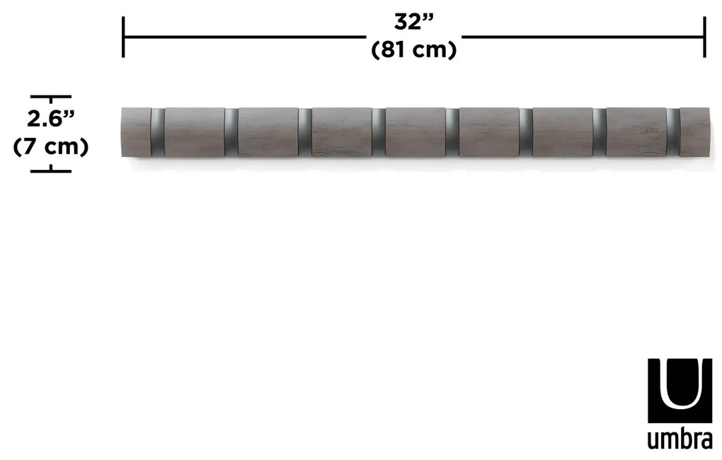 Umbra Ξύλινη κρεμάστρα τοίχου 8 θέσεων 81.3Χ6.5εκ 318858-1045