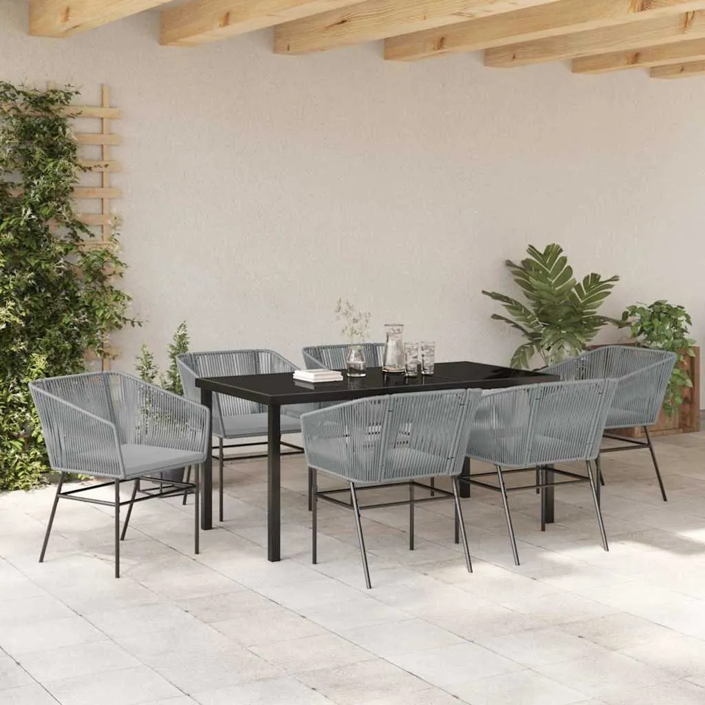 vidaXL Σέτ φαγητού για κήπο 7 pcs Γκρι Πολυ ράταν