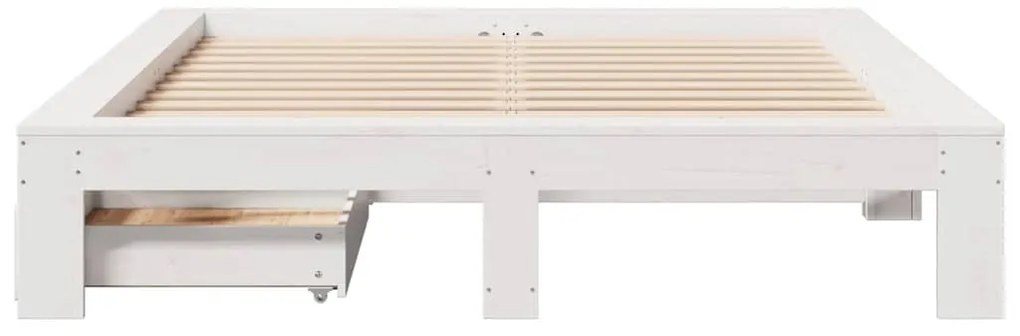vidaXL Σκελετός Κρεβ. Χωρίς Στρώμα Λευκό 140x190 εκ Μασίφ Πεύκο
