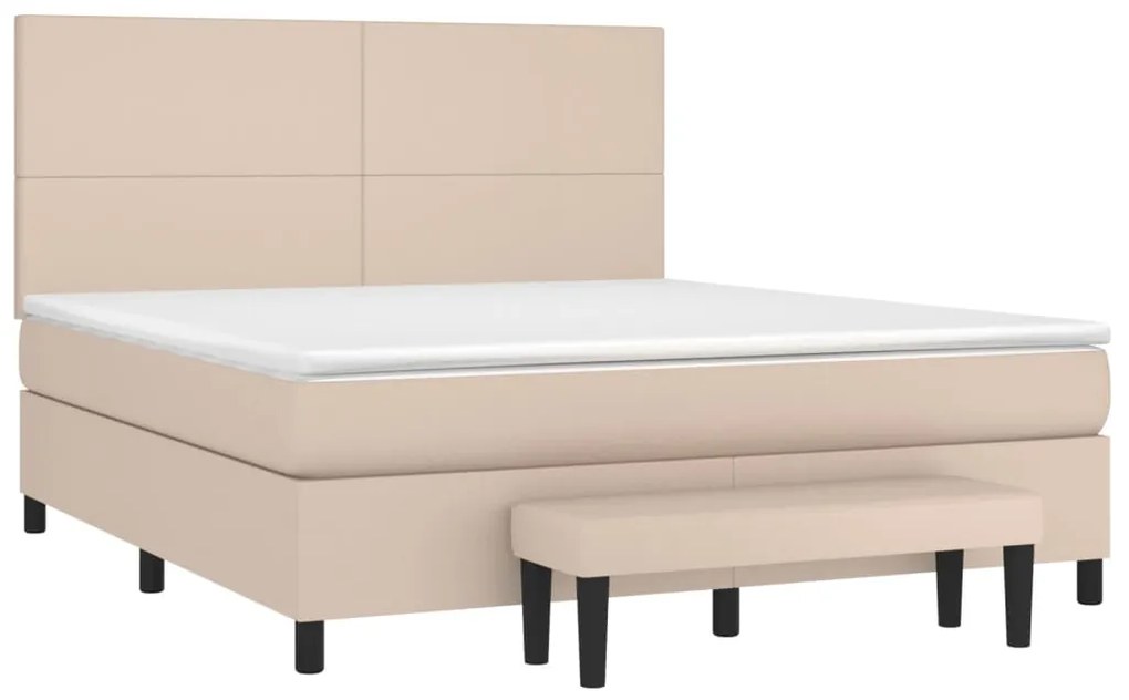 vidaXL Κρεβάτι Boxspring με Στρώμα Καπουτσίνο 180x200 εκ. Συνθ. Δέρμα