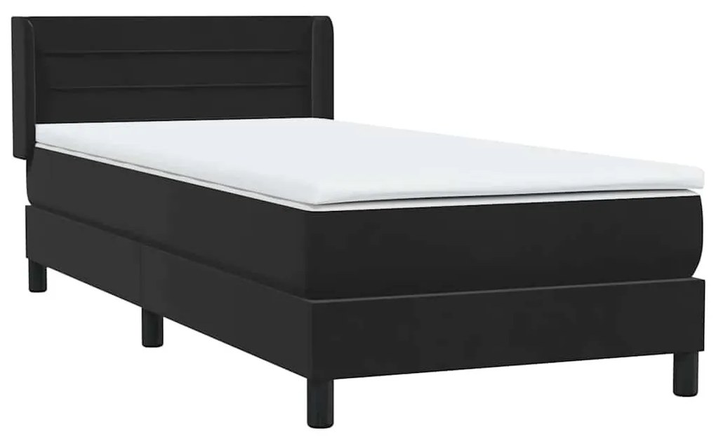 Box Spring Κρεβάτι με στρώμα Μαύρο 100x210 cm Βελούδινο - Μαύρο