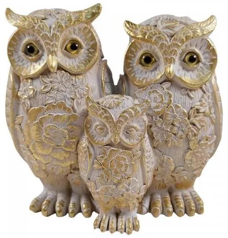 ΕΠΙΤΡΑΠΕΖΙΟ ΔΙΑΚΟΣΜΗΤΙΚΟ Fylliana Owl Family ΧΡΥΣΟ-ΜΠΕΖ ΧΡΩΜΑ 16x8x15εκ 269-124-178