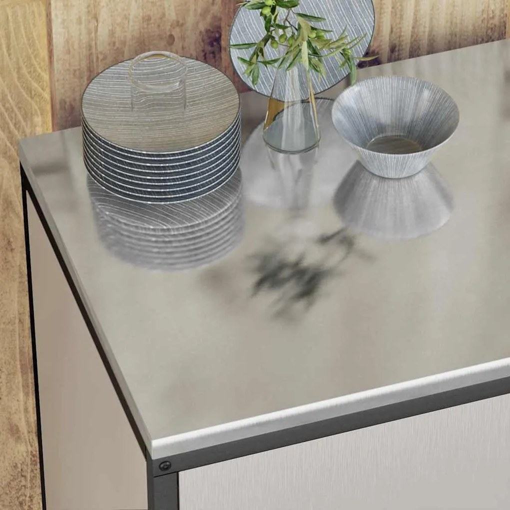 vidaXL Σετ Αποθήκευσης Κουζίνας με ράφι 3 pcs Ασημί 240 x 50 x 92 εκ