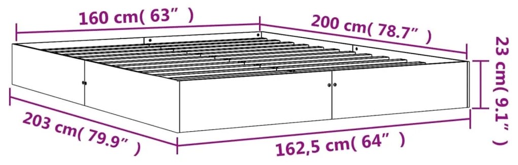 ΠΛΑΙΣΙΟ ΚΡΕΒΑΤΙΟΥ ΚΑΦΕ ΚΕΡΙΟΥ 160X200ΕΚ ΑΠΟ ΜΑΣΙΦ ΞΥΛΟ ΠΕΥΚΟΥ 844816