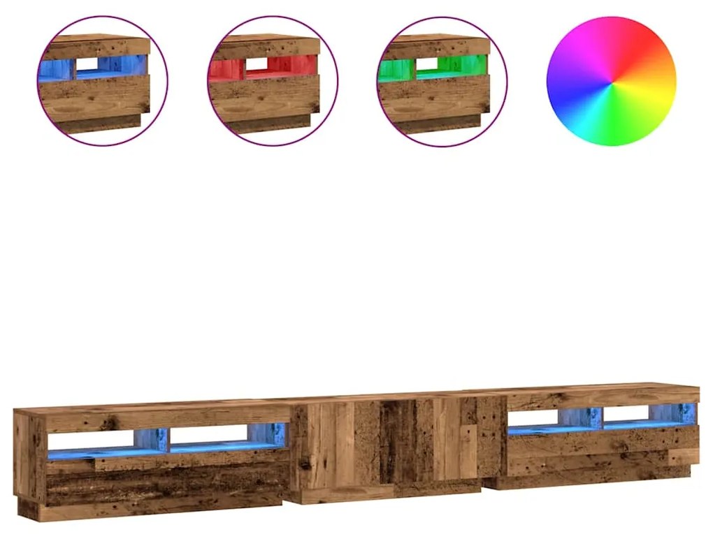 Έπιπλο Τηλεόρασης LED Όψη Παλαιού Ξύλου 300x35x40 εκ.Επεξ. Ξύλο - Καφέ