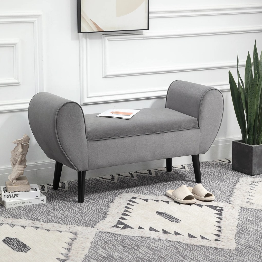 HOMCOM Πάγκος με αποθηκευτικό χώρο και μπράτσα, σκαμπό-κουτί για διάδρομο, υπνοδωμάτιο, σαλόνι, 118 x 42 x 66 εκ., σκούρο γκρι